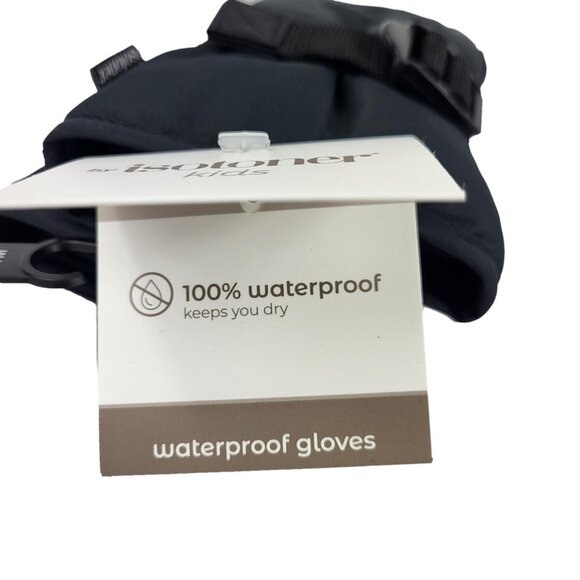 isotoner Kids Waterproof Winter Mittens Fleece Lining Black Small Medium New - Picture 4 of 6